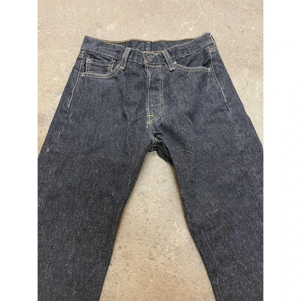 Levis 501 Jeans Mens 30x30 Dark Blue Denim Button Fly Straight Leg Shrink-to-Fit